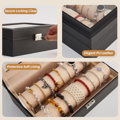 Thesurfpait Bracelet Display Holder for Bangles Watches, Bangle Box with Clear Lid Jewelry Organizers Storage Case, Bracel...