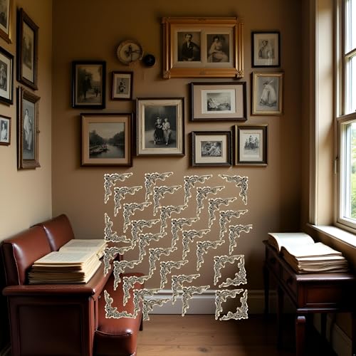 30 Pcs Antique Edge Corner Decorative Protectors, Scrapbooking Albums Embellishment Photo Frame Jewelry Box Decorative Cor...