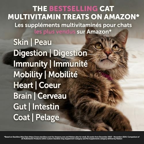 Cat Multivitamin Crunchy & Creamy Chews - Cat Treats for Health + Immune, Joint Support, Skin & Coat, & Digestion - Vitami...