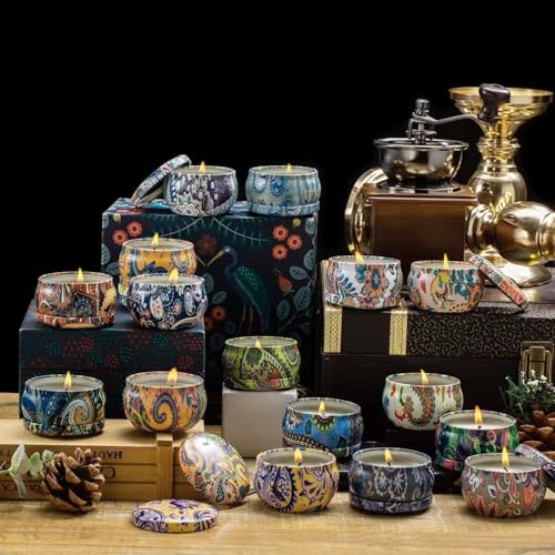 Wfmolcand 16 Scented Candles Gift,Natural Soy Wax Aromatherapy Candles,Small Portable Tin Candles Set for Mom,Women,Teache...