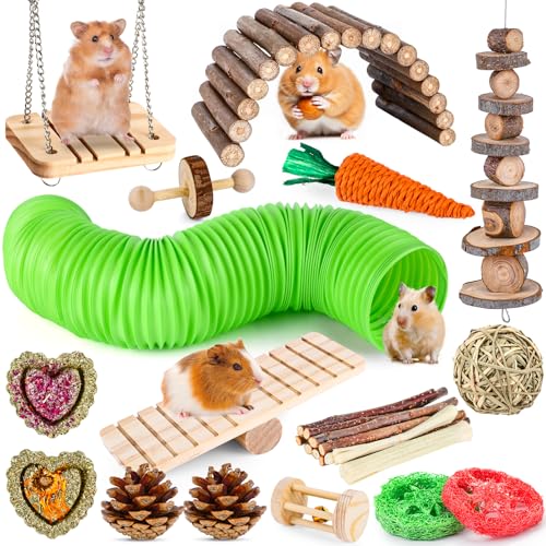 VESPRO Hamster Toys Set, Guinea Pig Toys Small Animal Chewing Toy and Rat Cage Accessories, Chinchillas, Gerbils, Rats, Ra...