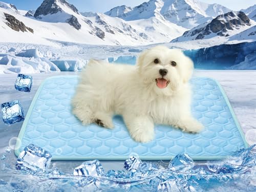 Cooling Mat for Small Dogs, Thick Breathable Dog Cooling Mat Q-MAX>0.45, Cooling Bed Chill Cool Fiber & Non-Slip Bottom Co...