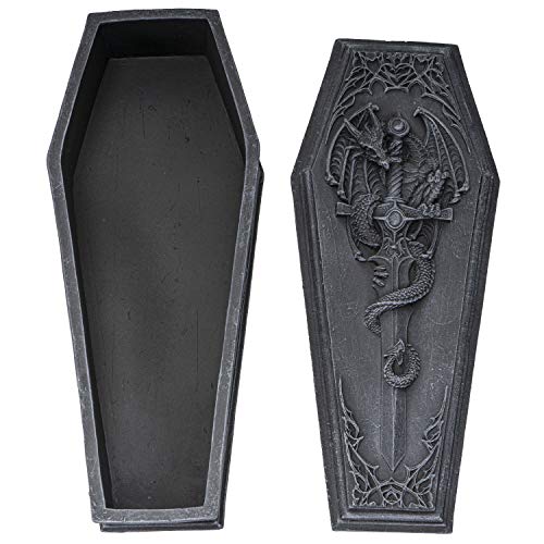 SUMMIT COLLECTION Gothic Dragon Sword Coffin Keepsake Box Collectible Sculpture Trinket Box 10 Inches