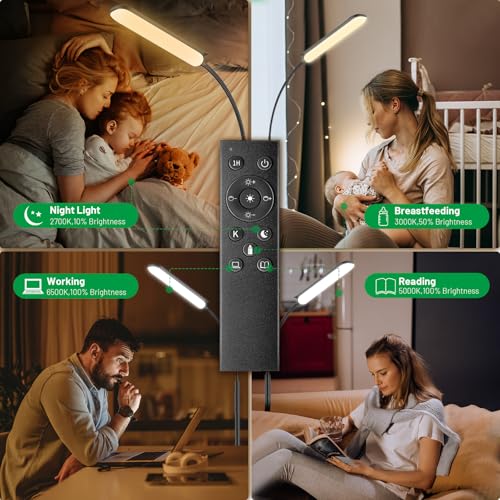 Yikuneng Dimmable LED Floor Lamp, Super Bright Reading Lamps Floor Standing lamp with Remote & Touch Control, Stepless Dim...