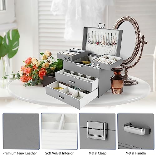 Dajasan Jewelry Organizer Box, Large Jewelry Boxes for Women Girls, Space-Saving 4 Layers Jewelry Storage Case with Drawe...