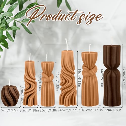 Threlaco 6 Pcs Pillar Candles Decorative Modern Aesthetic Ribbed Candle Set Cute Soy Wax Scented Ribbed Decor Valentine's ...