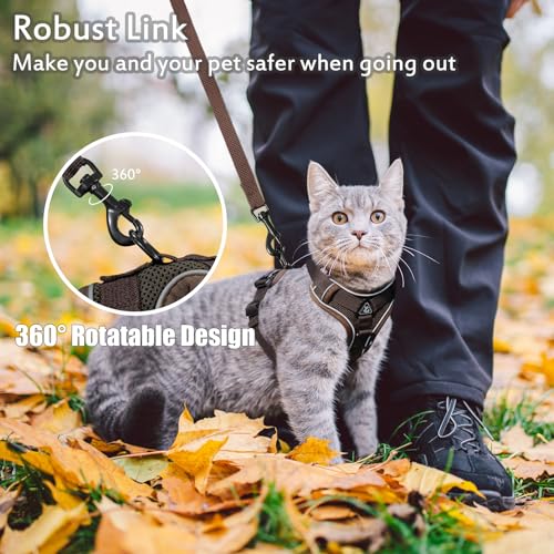XL Cat Harness Escape Proof for Heavy Cats - Adjustable Vest Leash Set with 4 Buckles, Reflective Breathable Mesh for Extr...