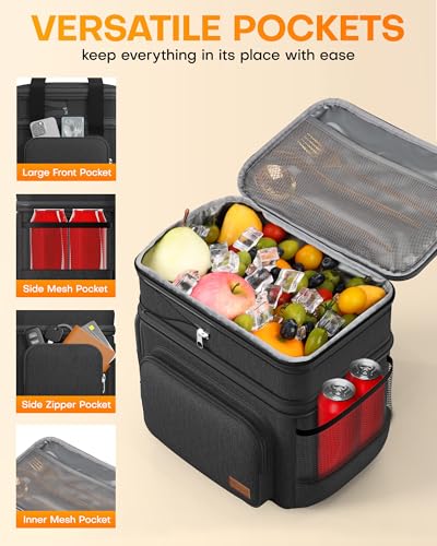HOTOR Lunch Box for Men and Women - Leak-Proof Insulated Lunch Cooler Bag with Adjustable Strap, Multiple Pockets for Offi...