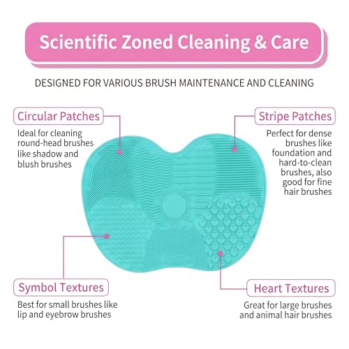 Silicone Makeup Brush Cleaner Mat, Scrub Pad with Suction Cup, Make Up Brushes Cleaning Mats Pads for Make Up Cosmetic Bru...