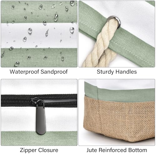 Becokan Beach Bags for Women Large Canvas Beach Tote Bag Beach Bags Waterproof Sandproof Swim Pool Bag Travel Essentials