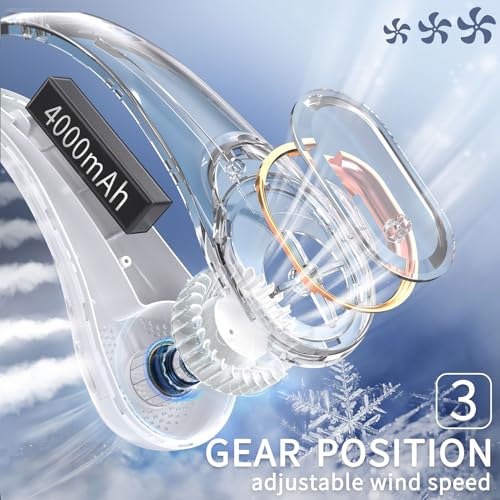 FrSara Neck Fan, Portable Personal Fan Strong Wind, 4000mAh, Air Volume,360° Cooling, No Hair Twisting, Air Volume On 2 Si...