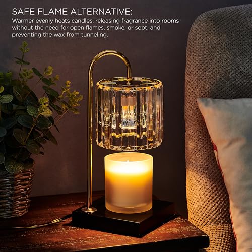 Mikasa 13.8 Inch Clear Glass Shade Electric Candle Warmer with Wood Base - Flameless Candle Melter for Home Decor, Safe Fr...