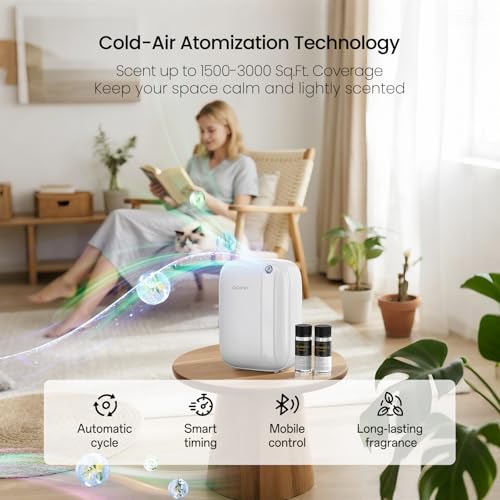 Waterless Essential Oil Diffuser,(2 * 50ml Fragrances Included) 3000 Sq.Ft Coverage 400 ml Large Capacity Hotel Scent Diff...