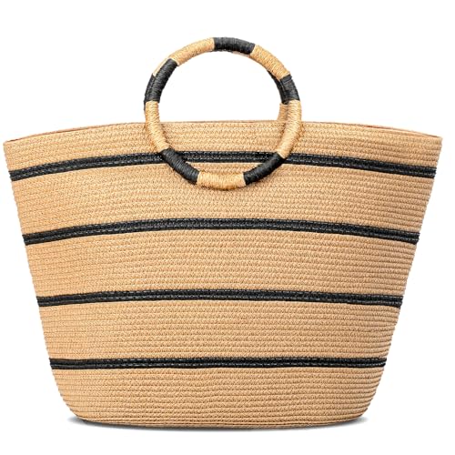 TOFUNTOY Beach Bags for Women Straw Tote Bag Summer Beach Bag Large Woven Straw Tote for Vacation Holiday