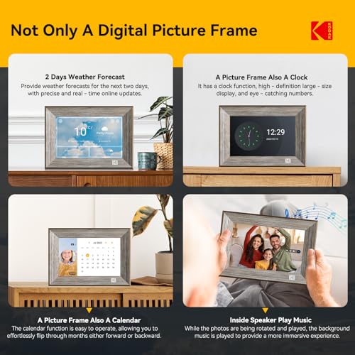 KODAK Wooden WiFi Digital Picture Frame, 32G 10.1 Inch Digital Photo Frame 1280x800 HD IPS Touch Screen, Auto-Rotate, Shar...