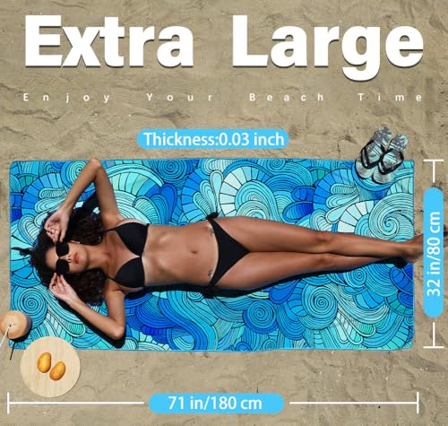 Thin Lightweight Microfiber Beach Towel Sand Free Quick Dry Absorbent Compact Towels for Swimming Pool Camping Beach Acces...