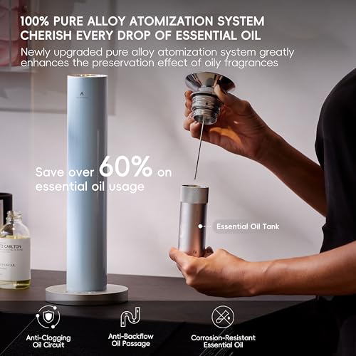 Wireless Rechargeable Hotel Scent Diffuser Starter Kit - Alloy Atomization System,Waterless Oil Diffuser, 1500 Sq Ft Cover...