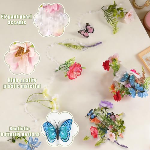 2 Pack 14.4ft Flower Garland Artificial Wildflower Garland, Spring Floral Garland Banner with Butterfly for Wildflower Par...