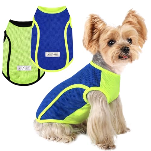 Dog Shirts for Small Dogs,2 Pack Quick Dry Shirts for Dog Vest Boy Girl Summer, Puppy T-Shirt with Reflective Strip,Sun Pr...