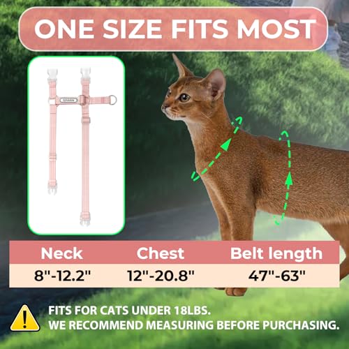 Sovarin Cat Harness and Leash Set - Pink Lightweight Soft Kitten Harness Escape Proof, Adjustable Travel Pet Harness for W...