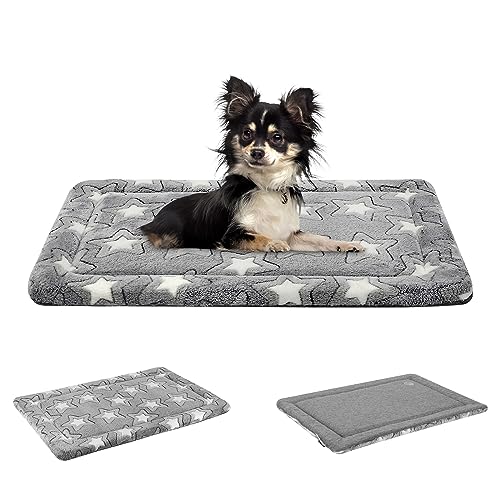 EMPSIGN Dog Crate Pad - Reversible Kennel Mat (Cool & Warm), Machine Washable, Cozy Star Pattern Sleeping Pad for Small Me...