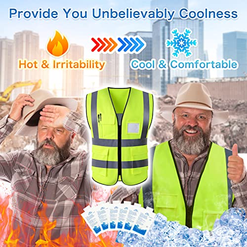 PANGTIKU Upgrade Cooling Vest with 24pcs Gel Ice Pack - Adjustable Ice Safety Vest for Men Women High Visibility Reflectiv...