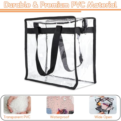 Hoiny Clear Bag for Stadium Events Approved, 12x6x12 Large Transparent Tote Bag with Zipper for Gym Concert Sports Festivals