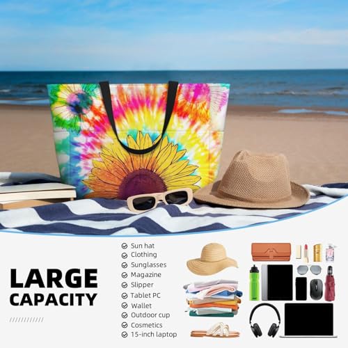Rzhlyua Beach Bags for Women Large Waterproof Sandproof Swim Pool Bag with Dry Wet Seperated Pocket Utility Tote Bag