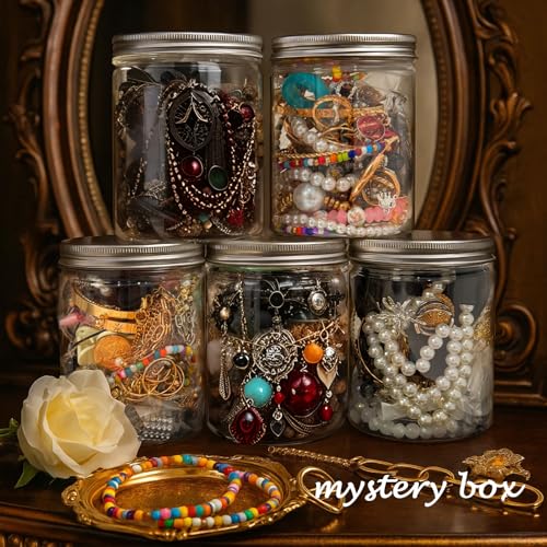 SMUOBT Mystery Jewelry Jar Bundle - 40-45 Piece Surprise Jewelry Box for Women,Gift Set (Necklace, Earrings, Rings,Kracele...