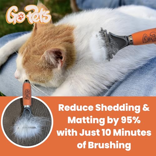 GoPets 2-in-1 Dematting Comb for Dogs, Pet Grooming Rake, Double-Sided Dog Brush for Shedding, Deshedding Brush for Cats, ...
