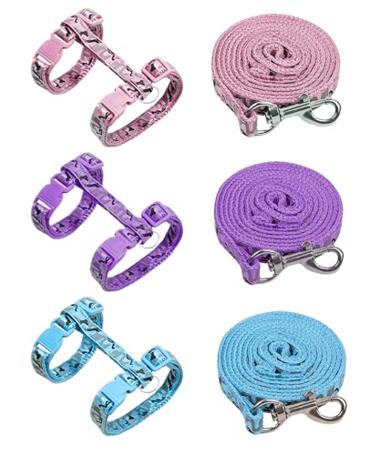Gaahkai 3 Pack Cat Leash and Harness Set, Lightweight Adjustable Collar Escape Proof for Cats