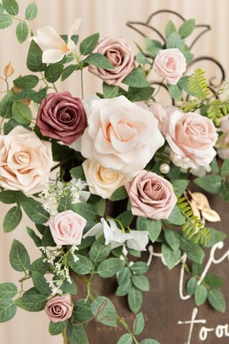 Ling's moment 2pcs Wedding Flowers Garland Artificial Floral Swag Arch Decorations Greenery Arrangements Dusty Rose Cream ...