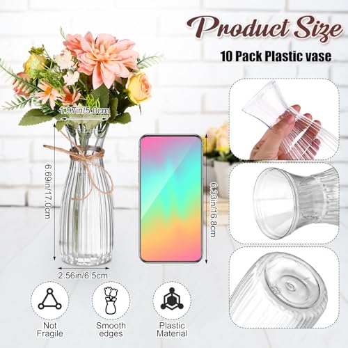 Reallnaive 30 Pack Artificial Flowers Table Centerpieces Decorations with Vase Wedding Mason Jar 20 Bundles Silk Floral Bo...