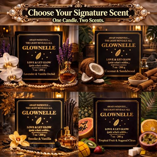GLOWNELLE Scented Candle Gift Set for Women | Smoke & Vanilla | Birthday Gift | Anniversary | Mom & Wife | Natural Soy Wax...