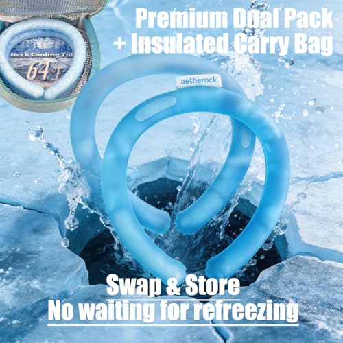 2 PCS Neck Cooling Tube,with Insulated Carry Bag,Reusable Ice Pack,Neck Coolers for Hot Weather,Ice Ring for Summer Heat,P...