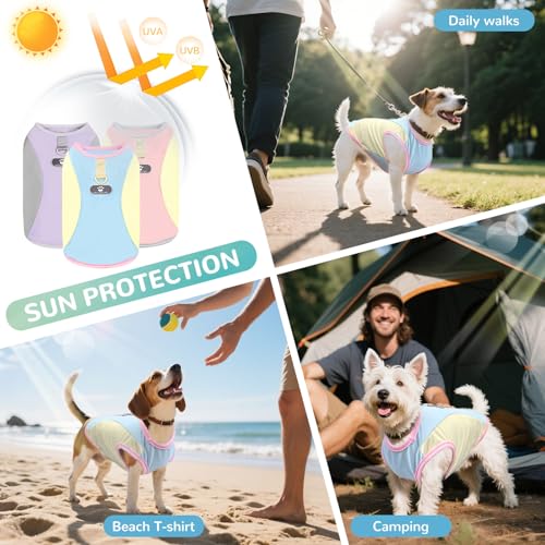 AXIIJGL Dog Cooling Vest with D-Ring Dog Tshirt Sun Protection Small Puppy Clothes for Girls Boys Stretchy Shirts for Dogs...