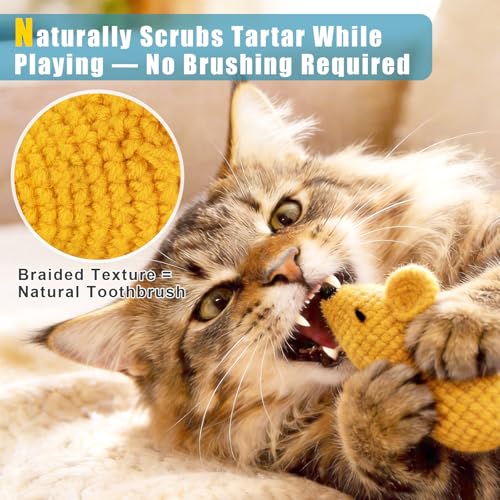 Retro Shaw Catnip Toys Crochet Mice Cat Toys, 3 Pcs Durable Yarn Cat Mouse Toys for Indoor Cats, Stuffed with Natural Catn...