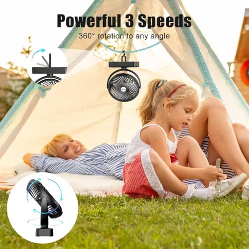 10000mAh Magnetic Cruise Golf Cart Fan, Camping Fans with Hook, Ultra-Compact Travel Fan for Sleeping, Work Light Tool Gif...