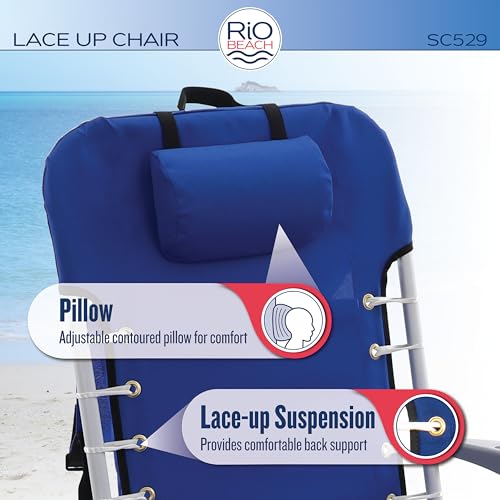 Rio Brands ASC529 4-Position Backpack Lace-Up Suspension Folding Beach Chair