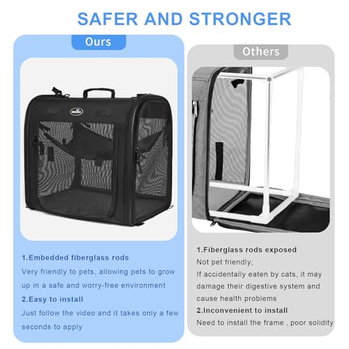 Wakytu Portable 2-in-1 Pet Carrier for Medium Dogs Large Cat Carrier for 2 Cats Travel Double Dog Crate Set with Portable ...
