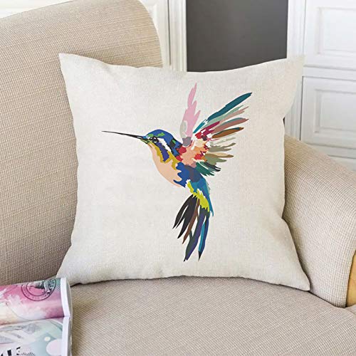 Throw Pillow Covers For Couch Humming Bird Bed Or Sofa Pillows Case Watercolor Fly Abstract Parrot Tropical Beautiful Blue...