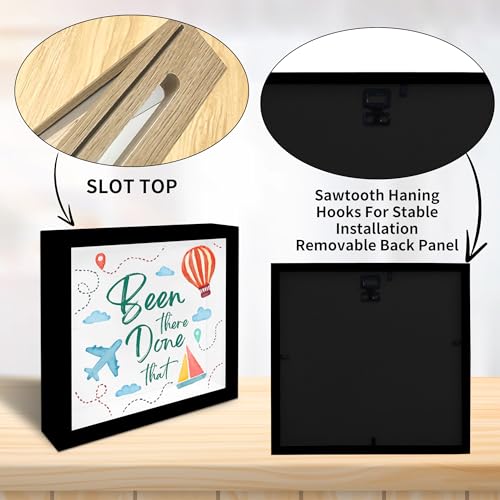 8" x 8" Black Travel Shadow Box Frame - Graffiti Been There Done That - Travel Wooden Display Memory Saver with Slot for T...
