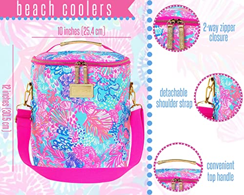 Lilly Pulitzer Insulated Soft Beach Cooler with Adjustable/Removable Strap and Double Zipper Close