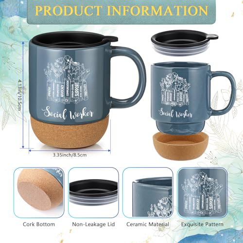 Baderke 4 Pcs Social Worker Graduation Gifts in Morandi Sky Blue, 15 Oz Mug Notebook Pen Candle Gift Set for BSW MSW DSW, ...