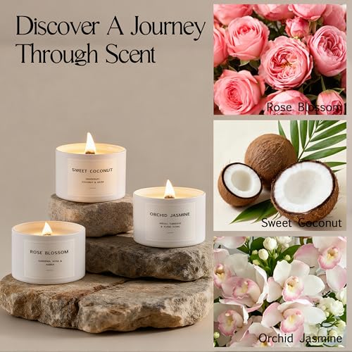 Luxury Candle Gift Set for Women – Luxury Candle Box with 3 Scented Soy Candles in Pink Box – Mother's Day, Birthday & Hou...