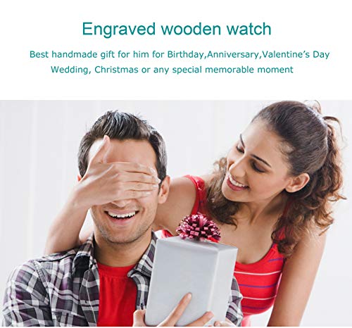 UMIPHIMAT Engraved Wooden Watches for Men - Customized Wood Wrist Watches for Husband Boyfriend Dad Son