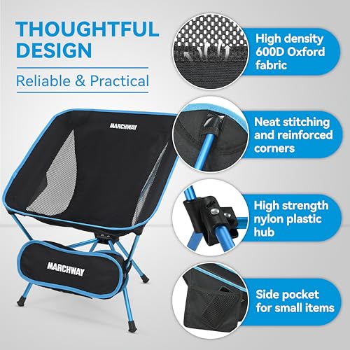 MARCHWAY Lightweight Folding Camping Chair, Portable Foldable Compact for Outdoor Camp, Travel, Beach, Picnic, Festival, H...