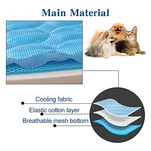 Fdit Pet Cooling Mat, Self Cooling Blanket, Brown, Large 70x55cm, Foldable Breathable for Small Medium Large Cats Dogs