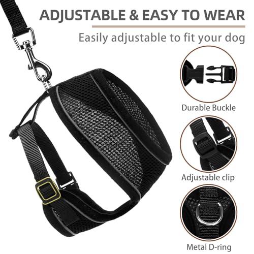 PUPTECK Soft Mesh Dog Harness and Leash Set Pet Puppy Cat Comfort Padded Vest No Pull Harnesses