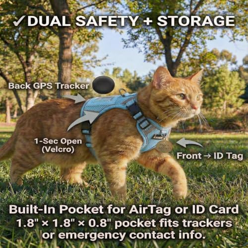 Luxelle Escape-Proof Cat Harness and Leash Set – Adjustable No Pull Soft Vest with 360° Reflective Straps, Built-in Pocket...